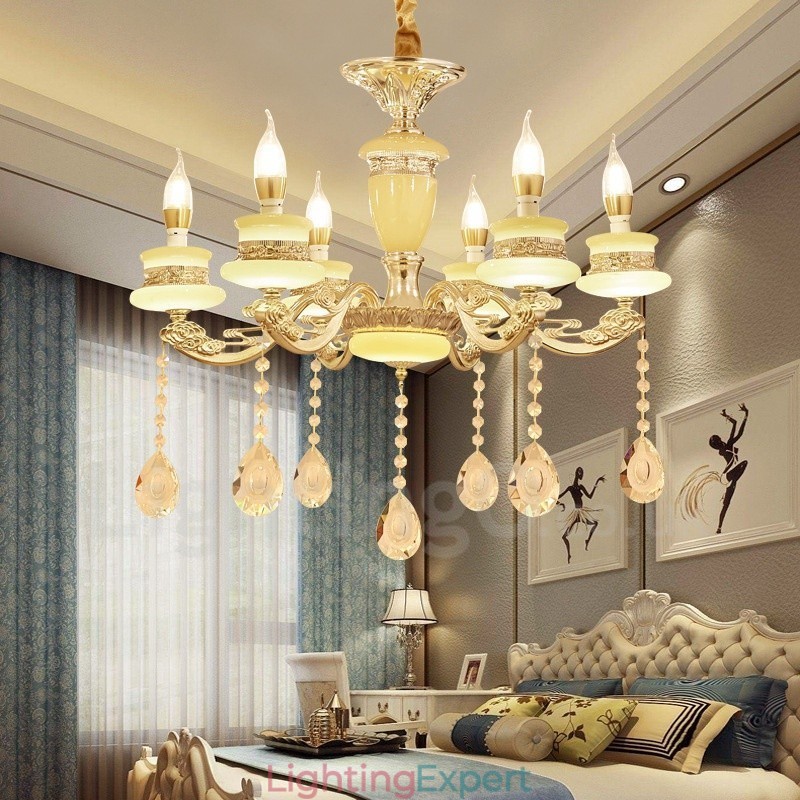 6 Light Traditional Classic Integrated Metal Luxury Chandelier