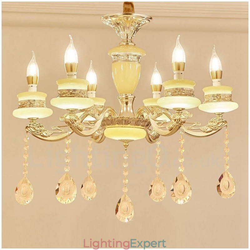 6 Light Traditional Classic Integrated Metal Luxury Chandelier