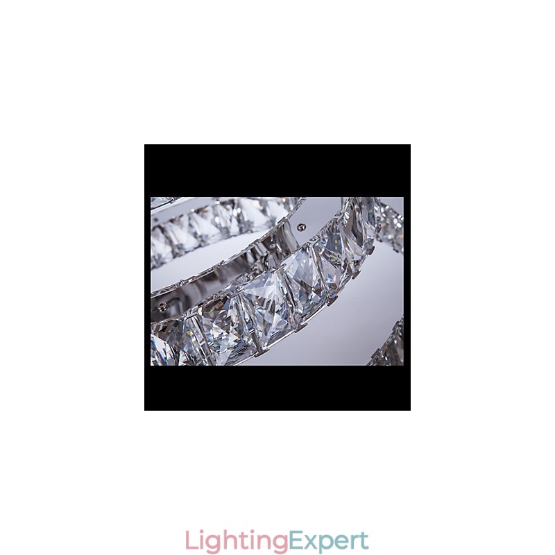 Pendant Light Modern Lighting Warm White Three Rings D204060 Transparent K9 Large Crystal Ceiling Lights