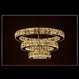 Pendant Light Modern Lighting Warm White Three Rings D204060 Transparent K9 Large Crystal Ceiling Lights