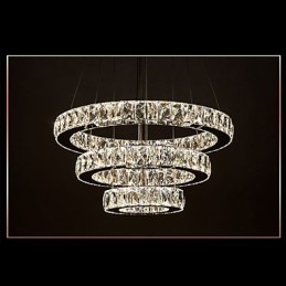 Pendant Light Modern Lighting Warm White Three Rings D204060 Transparent K9 Large Crystal Ceiling Lights