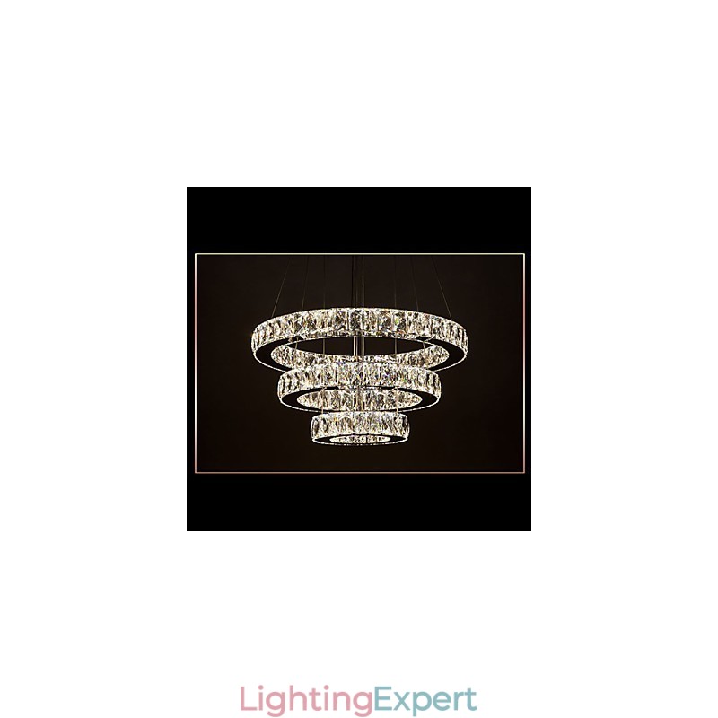 Pendant Light Modern Lighting Warm White Three Rings D204060 Transparent K9 Large Crystal Ceiling Lights