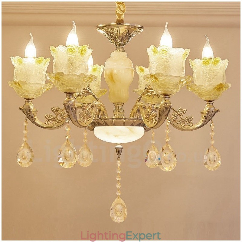6 Light Traditional Classic Integrated Metal Chandelier