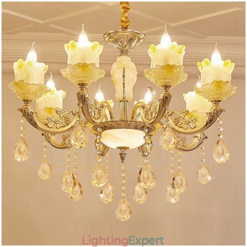 8 Light Traditional Classic Integrated Metal Chandelier