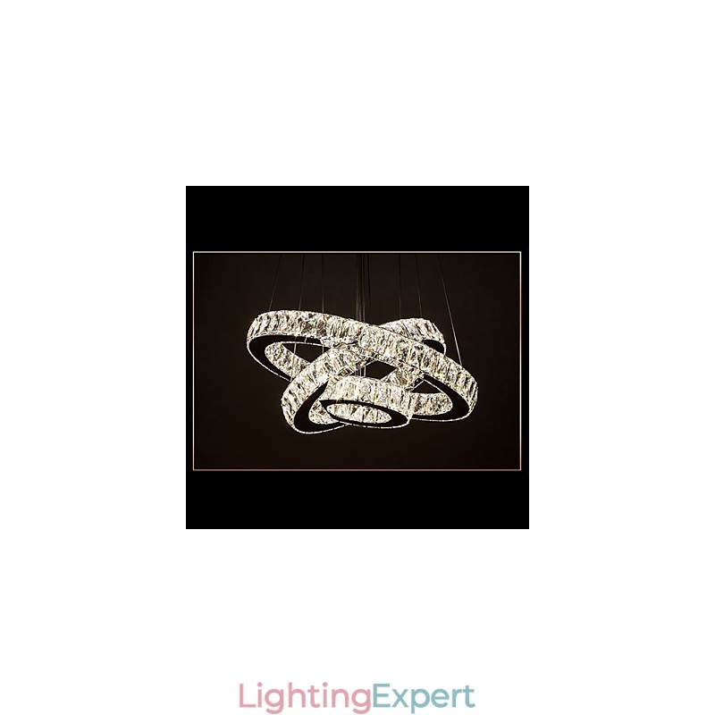 Pendant Light Modern Lighting Warm White Three Rings D204060 Transparent K9 Large Crystal Ceiling Lights