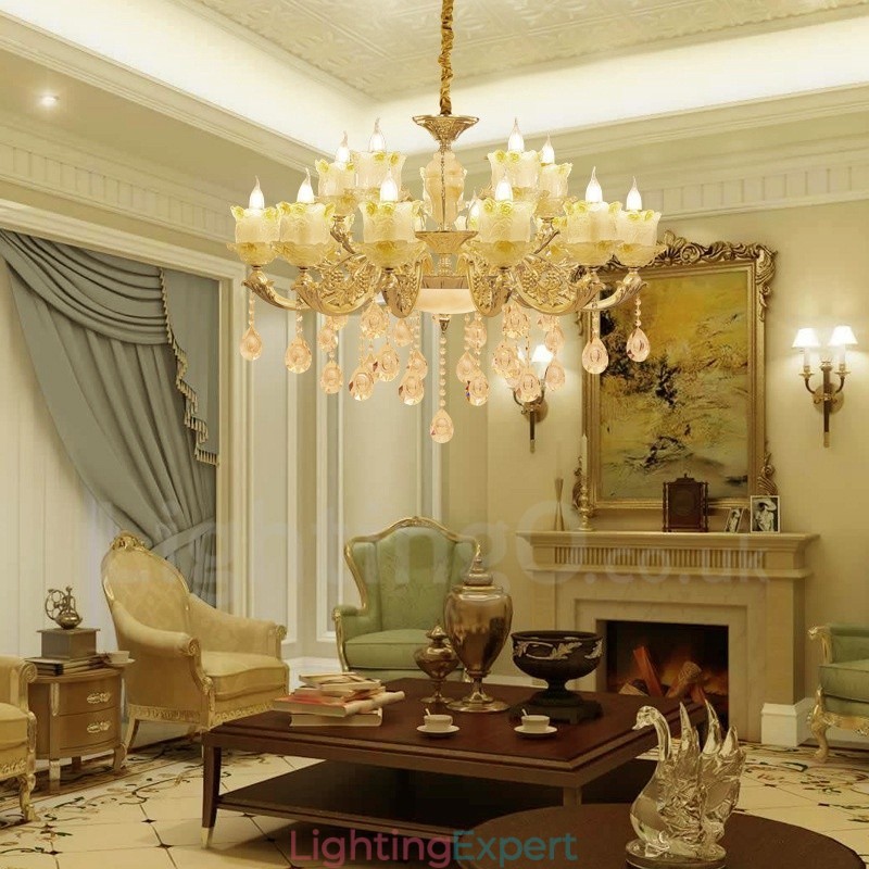 15 Light Traditional Classic Integrated Metal Chandelier
