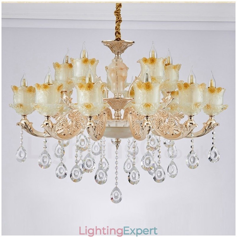15 Light Traditional Classic Integrated Metal Chandelier