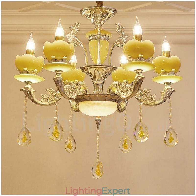 6 Light Traditional Classic Integrated Metal Chandelier