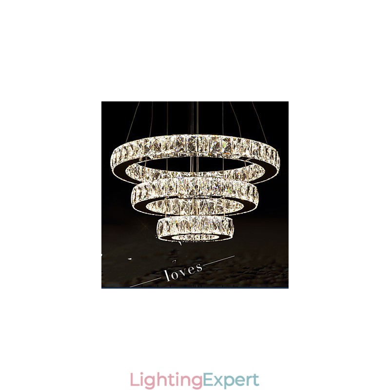Pendant Light Modern Lighting Warm White Three Rings D204060 Transparent K9 Large Crystal Ceiling Lights