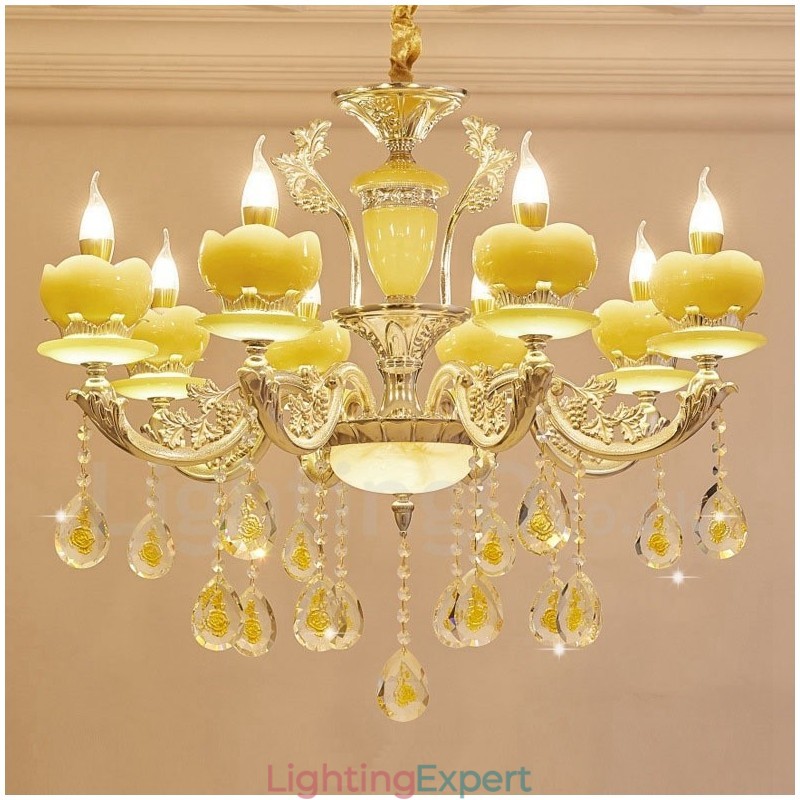 8 Light Traditional Classic Integrated Metal Chandelier