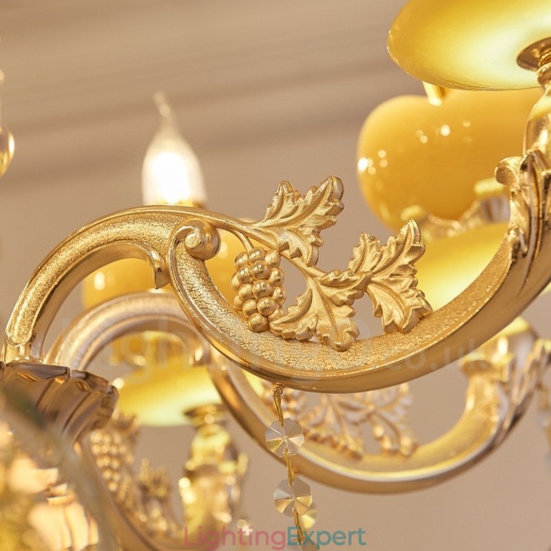 8 Light Traditional Classic Integrated Metal Chandelier