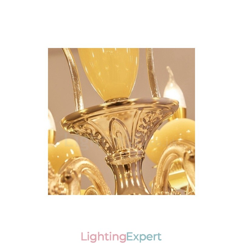 8 Light Traditional Classic Integrated Metal Chandelier