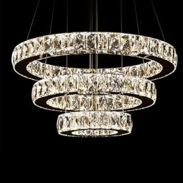 Pendant Light Modern Lighting Warm White Three Rings D204060 Transparent K9 Large Crystal Ceiling Lights