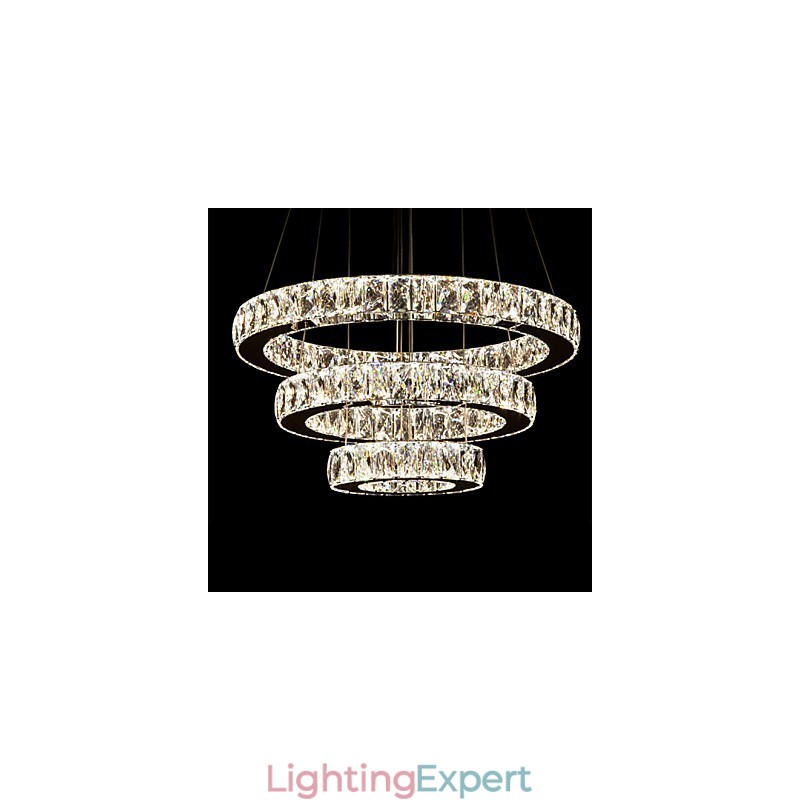 Pendant Light Modern Lighting Warm White Three Rings D204060 Transparent K9 Large Crystal Ceiling Lights