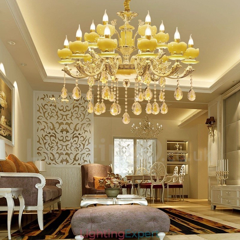 15 Light Traditional Classic Integrated Metal Chandelier