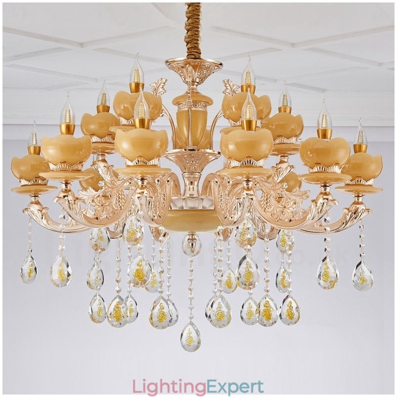 15 Light Traditional Classic Integrated Metal Chandelier