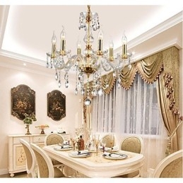 Chandelier 6 Lights Golden Vintage in Crystal Feature