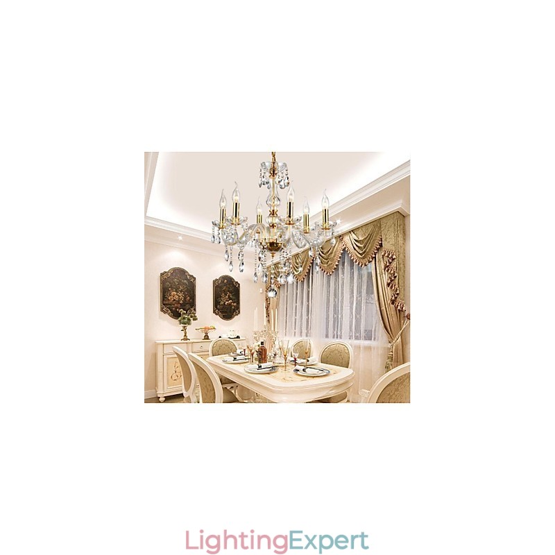Chandelier 6 Lights Golden Vintage in Crystal Feature
