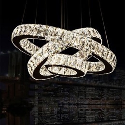 Pendant Light Modern Lighting Warm White Three Rings D204060 Transparent K9 Large Crystal Ceiling Lights