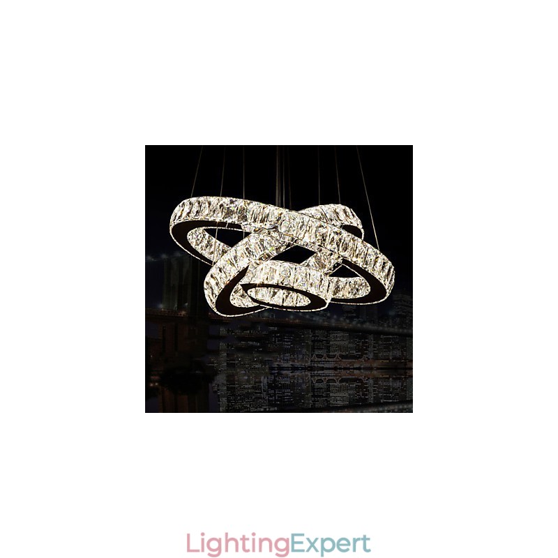 Pendant Light Modern Lighting Warm White Three Rings D204060 Transparent K9 Large Crystal Ceiling Lights