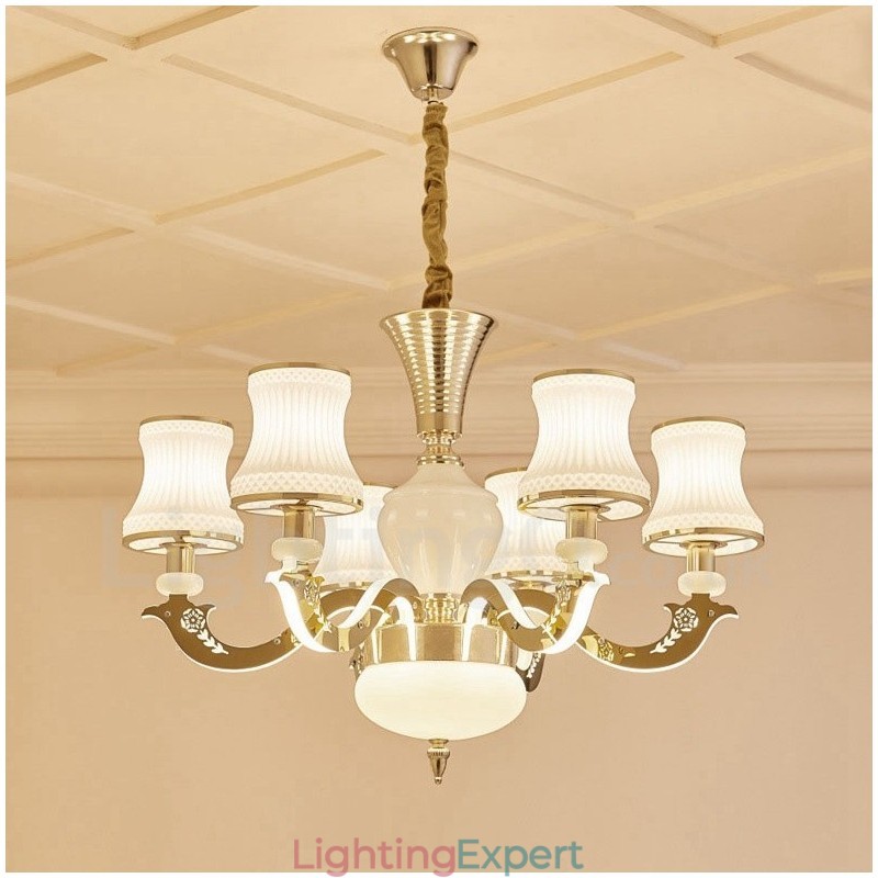 6 Light Traditional Classic Integrated Metal Luxury Candle Chandelier