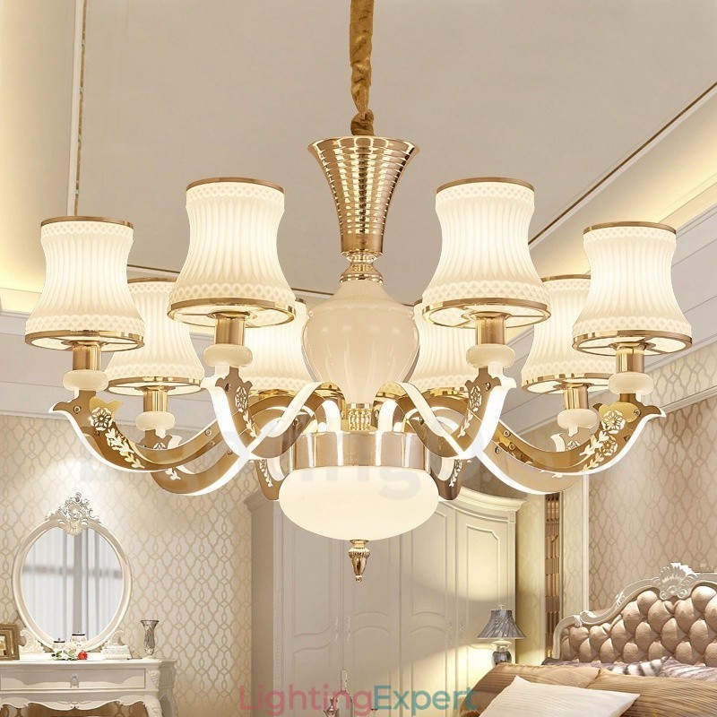 8 Light Traditional Classic Integrated Metal Chandelier