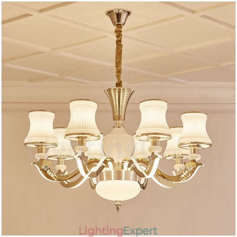 8 Light Traditional Classic Integrated Metal Chandelier