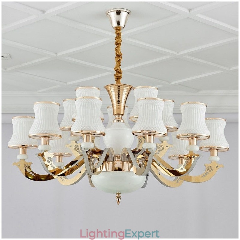 15 Light Traditional Classic Integrated Metal Chandelier