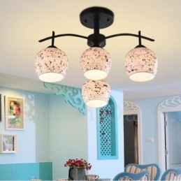 4 Light Mediterranean Style Integrated Chandelier with Glass Shade