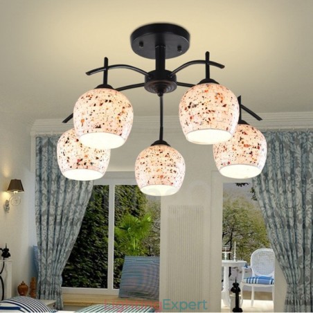 5 Light Mediterranean Style Integrated Chandelier with Glass Shade 5 Light Mediterranean Style Integrated Chandelier with Glass Shade