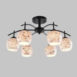 6 Light Mediterranean Style Integrated Chandelier with Glass Shade