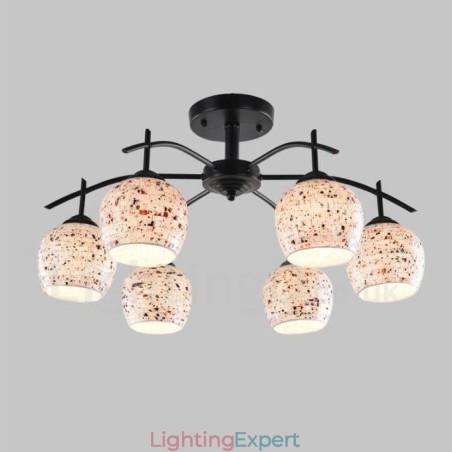 6 Light Mediterranean Style Integrated Chandelier with Glass Shade 6 Light Mediterranean Style Integrated Chandelier with Glass Shade