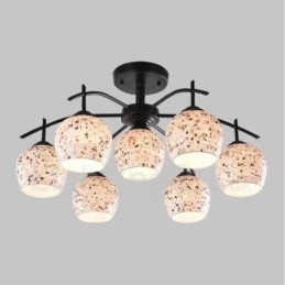 7 Light Mediterranean Style Integrated Chandelier with Glass Shade