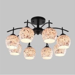 8 Light Mediterranean Style Integrated Chandelier with Glass Shade