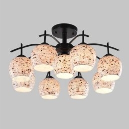 9 Light Mediterranean Style Integrated Chandelier with Glass Shade