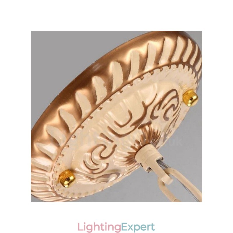 3 Light Mediterranean Style Integrated Metal Chandelier with Glass Shade