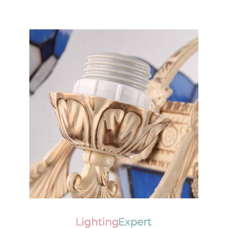 5 Light Mediterranean Style Integrated Metal Chandelier with Glass Shade