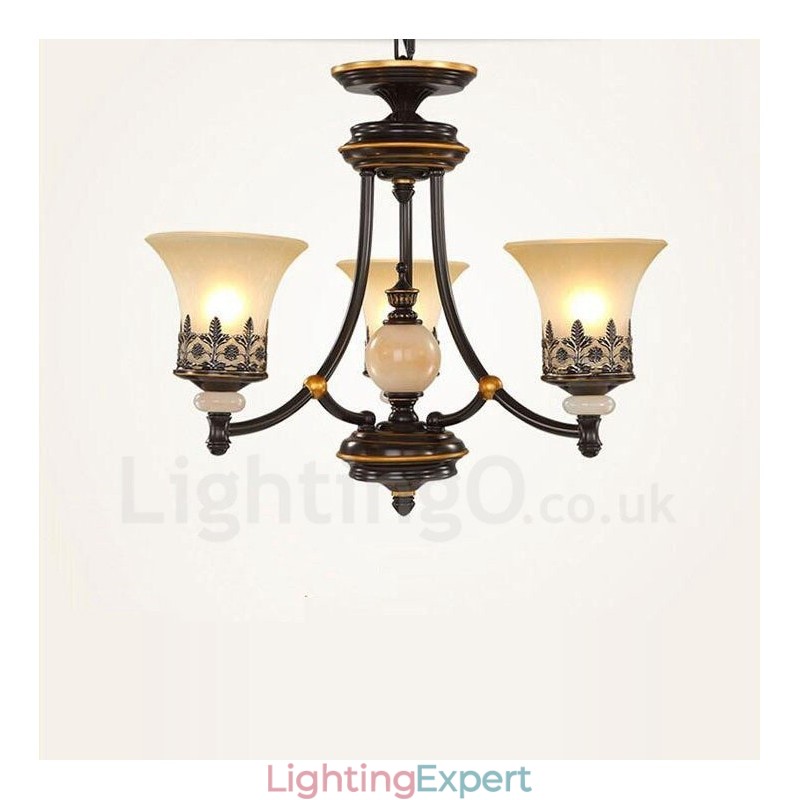 3 Light Traditional Classic Integrated Metal Chandelier