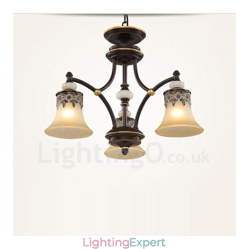 3 Light Traditional Classic Integrated Metal Chandelier