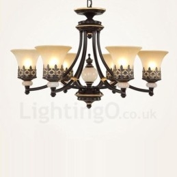6 Light Traditional Classic Integrated Metal Chandelier