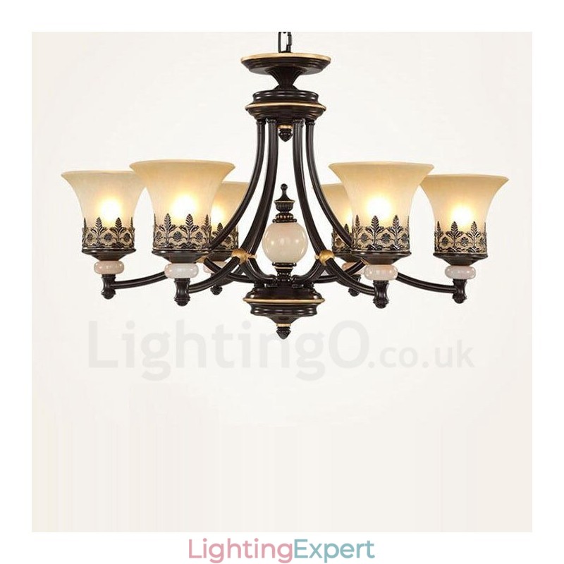 6 Light Traditional Classic Integrated Metal Chandelier