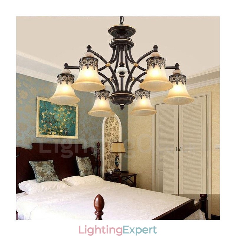 6 Light Traditional Classic Integrated Metal Chandelier