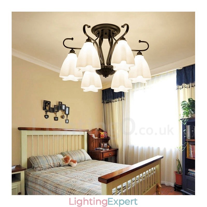 6 Light Rustic Lodge Integrated Chandelier