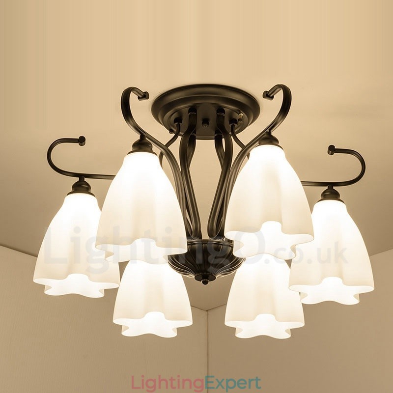 6 Light Rustic Lodge Integrated Chandelier