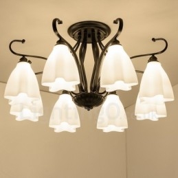 8 Light Rustic Lodge Integrated Chandelier