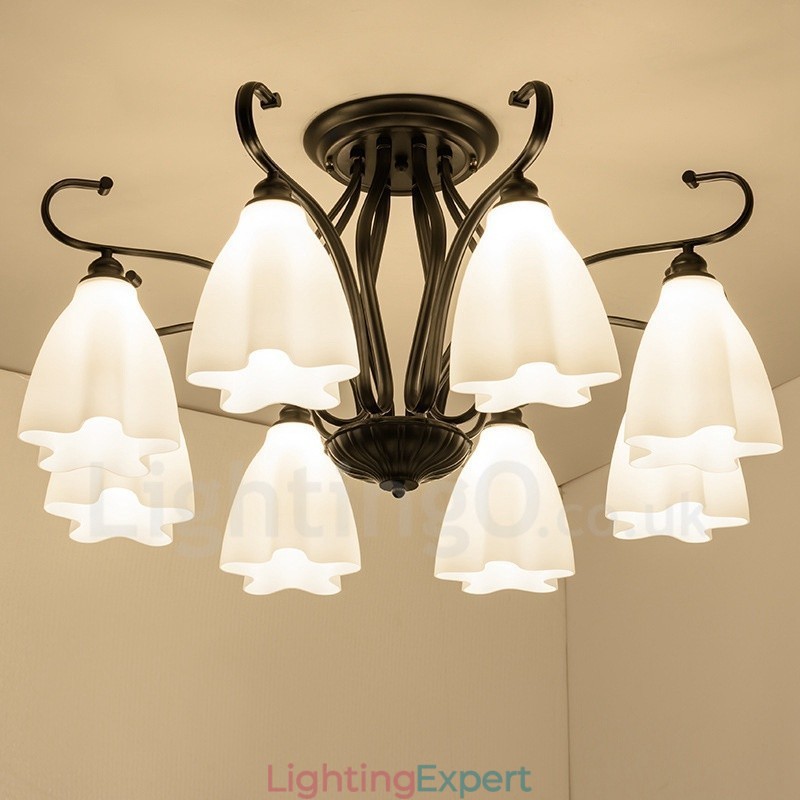 8 Light Rustic Lodge Integrated Chandelier