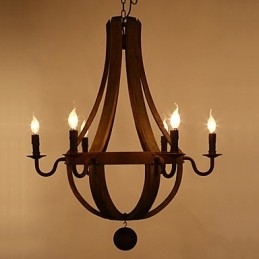 Vintage Amercian Rustic Wooden Pendant Winerel Chandelier Lamp Liviing and Lamp