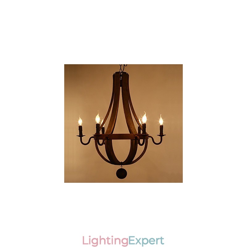 Vintage Amercian Rustic Wooden Pendant Winerel Chandelier Lamp Liviing and Lamp