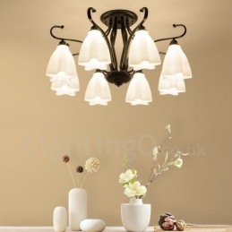 8 Light Rustic Lodge Integrated Chandelier