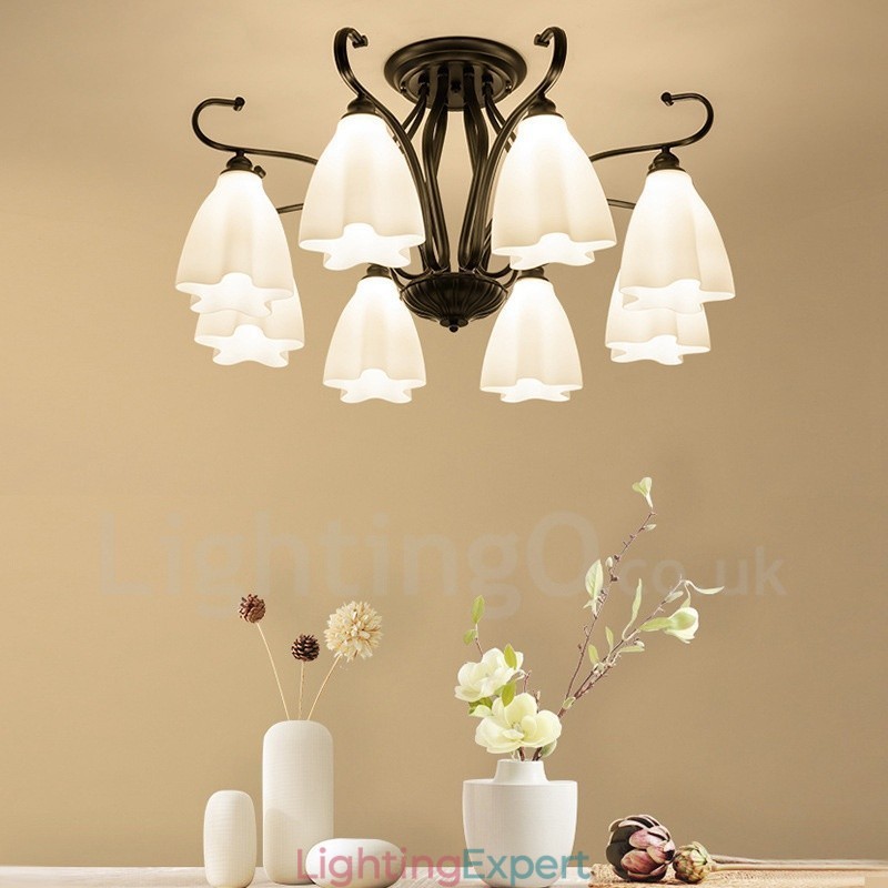 8 Light Rustic Lodge Integrated Chandelier